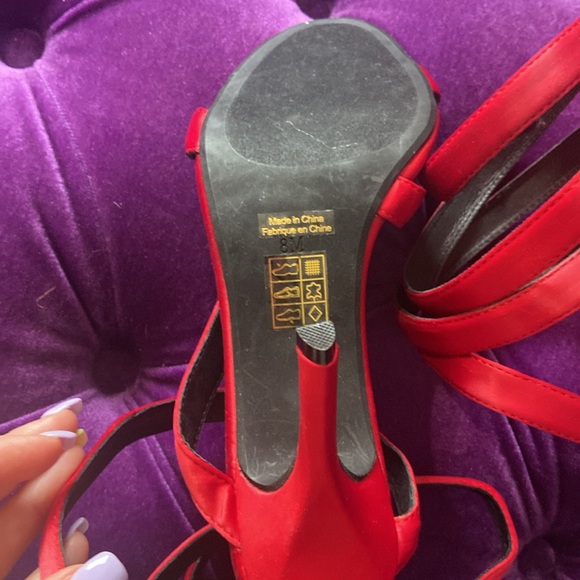 Jeffrey Campbell Melinda heels with knee-high tall coil wraps in red size 8 - Picture 3 of 5